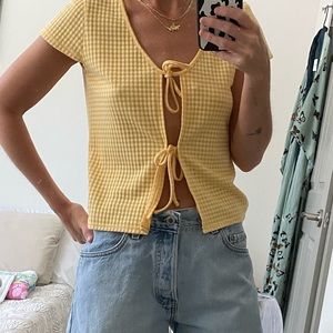 Madewell Gingham Bow-Front Tee